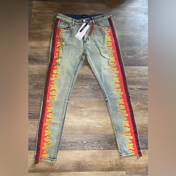 Cooper 9 Other - NWT COOPER 9 MENS MAGMA STRIPE JEANS RED BLACK 34X32